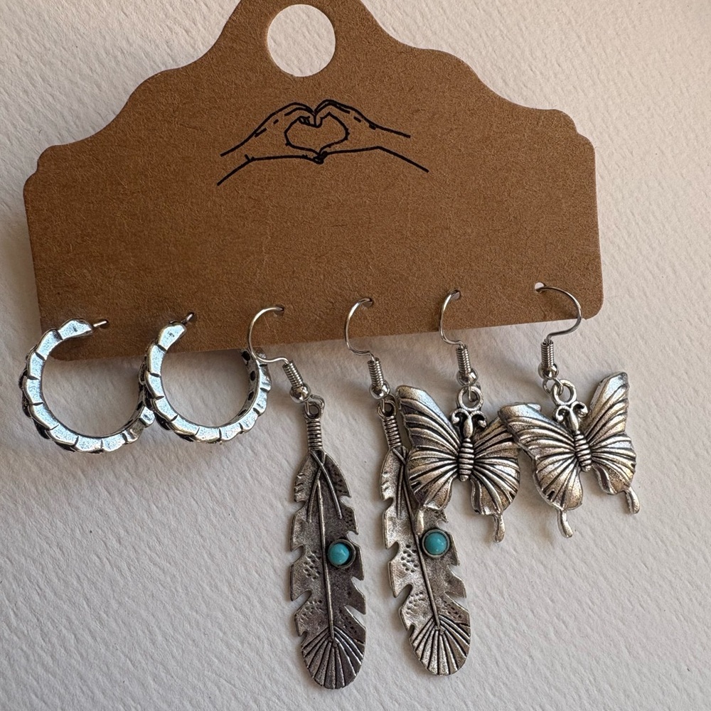 Silver and Turquoise Earring Set